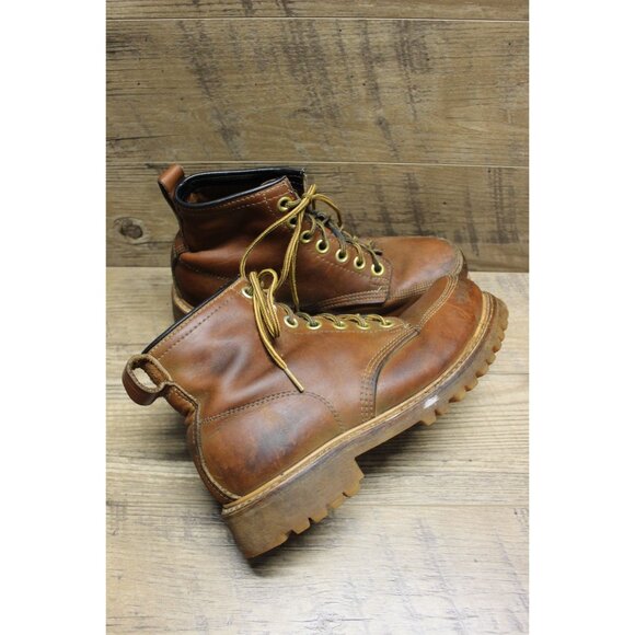 Safety and Supply co vintage men\'s brown leather‎ moc toe 7 eye work boots 6-6.5 main image 10